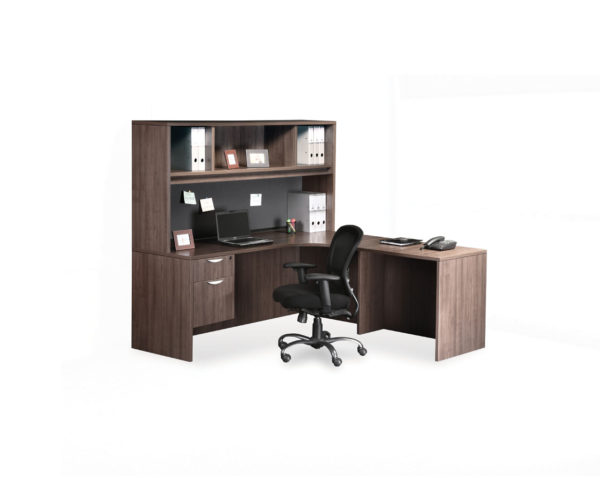 Classic L-Shaped Corner Desk with 3/4 Pedestal and Optional Hutch