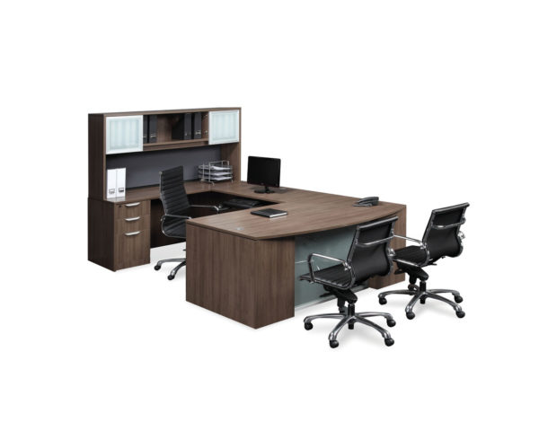 Classic Plus Reversible Executive Workstation with Optional Glass Modesty Panel